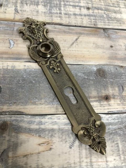 Door plate - Angels - patinated brass, for room door, BB72