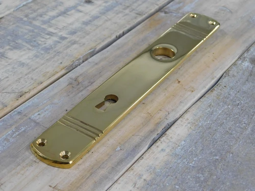Long door plate, ''Laudi'' in polished brass, 1930s style, beautiful.