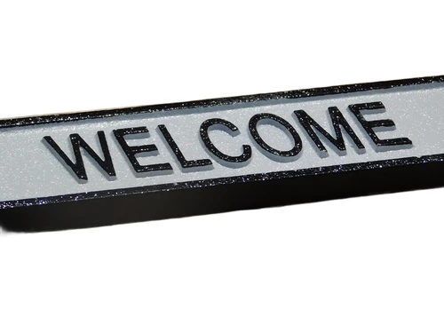 Türschild ‚'Willkommen‘' - Gusseisen - Schwarz und weiß