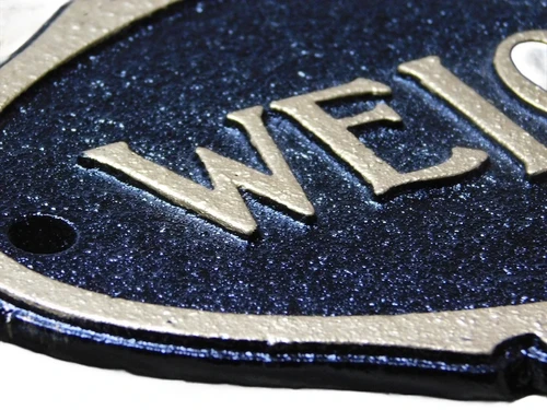 Deurbordje Welcome - Gietijzer - Zwart met Goud