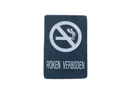Bordje ''Roken verboden'' - van leisteen