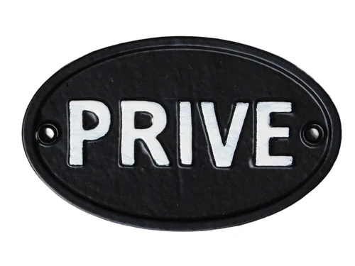 Door sign PRIVE - Oval - Black with White