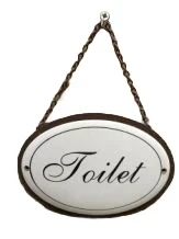 WC deur teken, emaille , zwart op wit