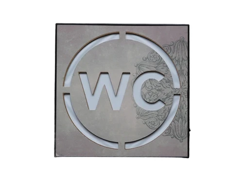 WC sign - light box - green light