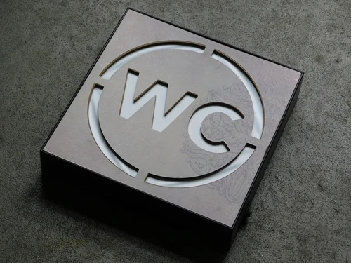 WC sign - light box - green light
