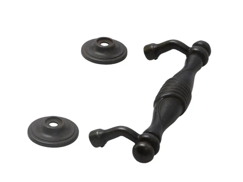 Door handle with Rosettes - 24 cm - Iron - Brown/rust colour