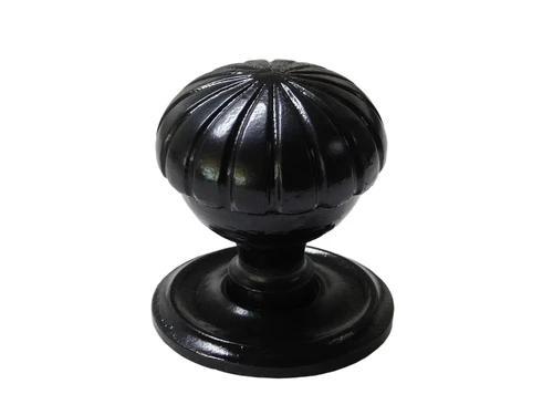 Grote Deurknop met Rozet - Zwart - Gietijzer - Vaste Knop