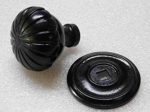 Grote Deurknop met Rozet - Zwart - Gietijzer - Vaste Knop