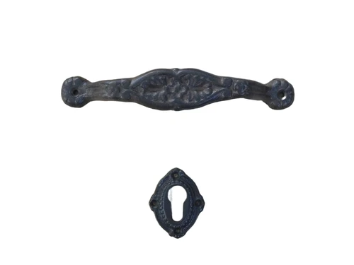 Door handle - brown with rosette cylinder lock suitable, cast iron