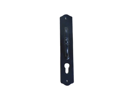 Door handle with keyhole, stylish, black powder-coated, handle/lever.
