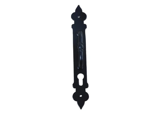 Door handle with keyhole, black powder-coated, handle / door handle.