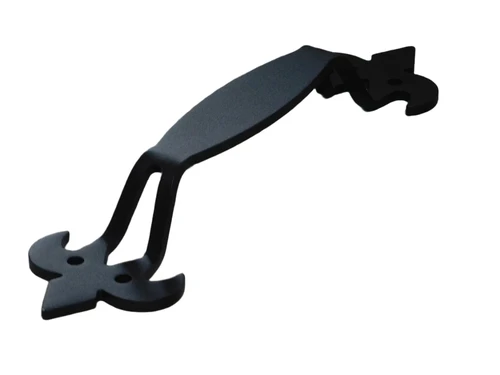 Large, high-quality wrought iron door handle with a medieval look