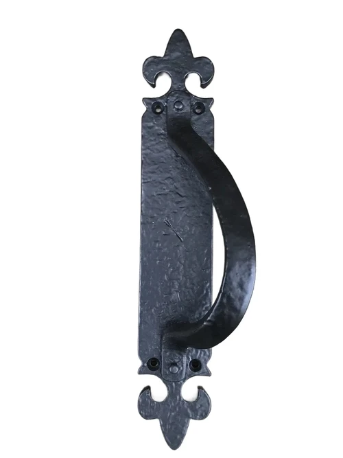 Beautiful door handle / handle, cast iron, matte black, right handle