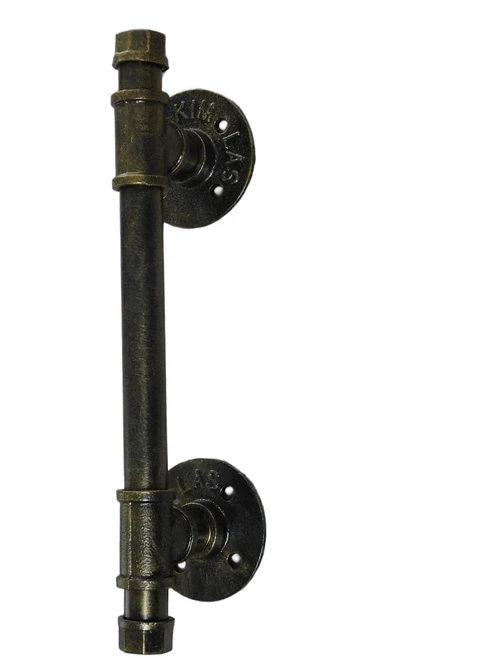 Beautiful hefty industrial door handle, iron bronze antique, very nice.