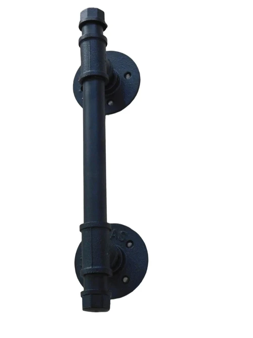 Beautiful hefty industrial door handle, iron black modern, very nice.