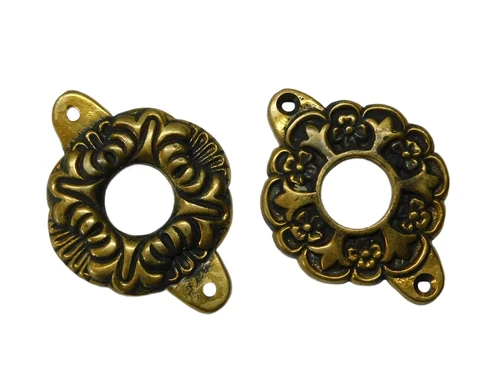 Retro Set of Handles with Rosettes - Brass - Antique Style