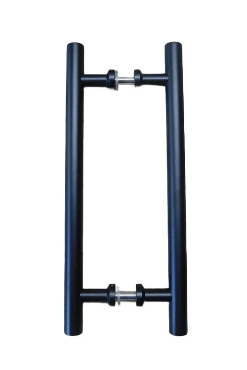 Set of door handles - round - matt black