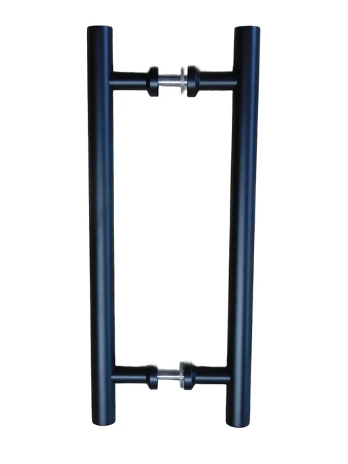 Set of door handles - round - matt black