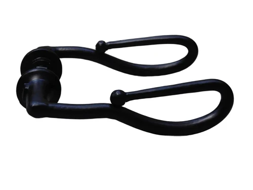Set of door handles with latch rosettes - wrought iron - black - handmade
