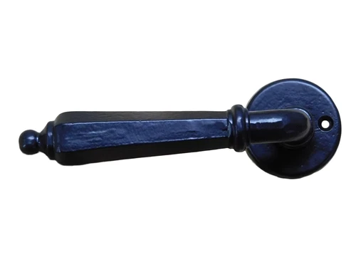 Set of door handles with lock roses PZ castle - black - wrought iron