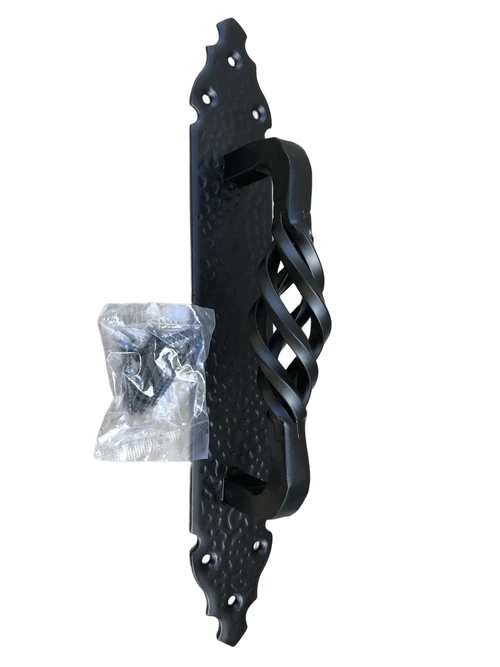Wrought iron door handle for door, nice turned open handle.