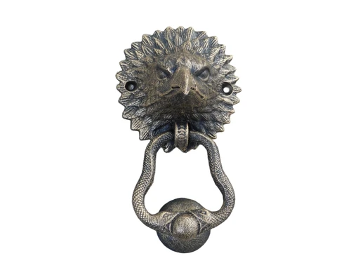 Door knocker eagle, dark iron brass tint