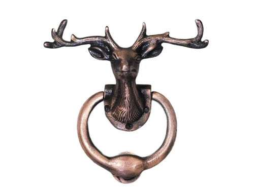 Door knocker Deer head - antique iron - copper colour