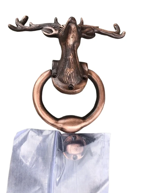 Door knocker Deer head - antique iron - copper colour