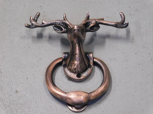 Door knocker Deer head - antique iron - copper colour