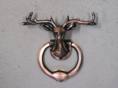Door knocker Deer head - antique iron - copper colour