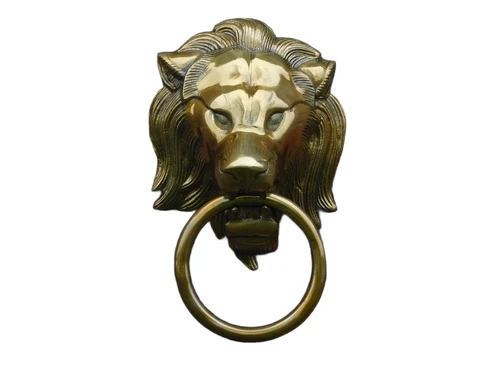 Door knocker lion - alu - gold coloured