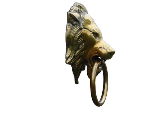 Door knocker lion - alu - gold coloured