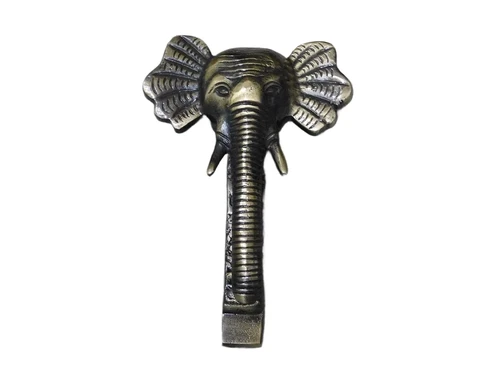 Door knocker elephant - patinated brass