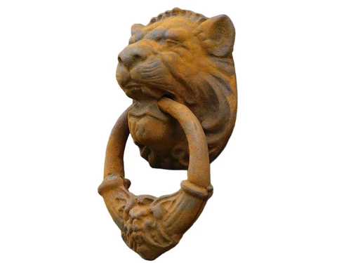 Grote Leeuwenkop als Deurklopper - Gietijzer rust-bruin