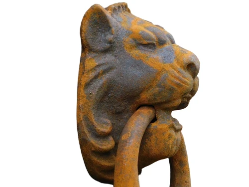 Grote Leeuwenkop als Deurklopper - Gietijzer rust-bruin