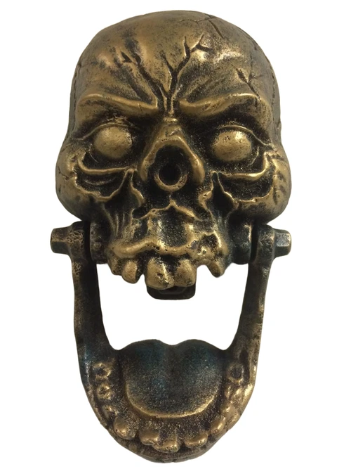 Large skull as a door knocker, brass, very nice!