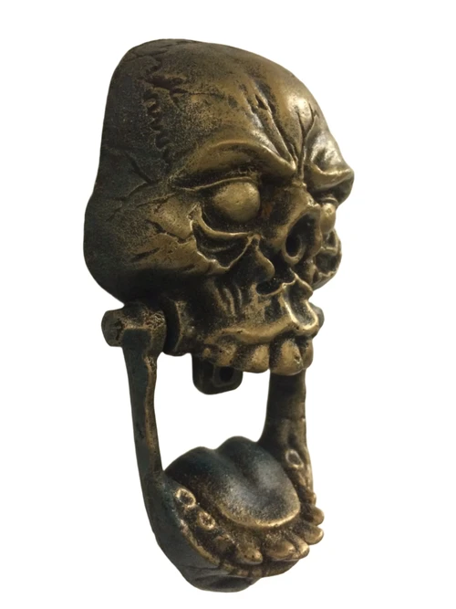 Large skull as a door knocker, brass, very nice!