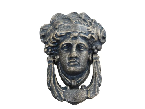 Knocker for front door, door knocker Athena, cast iron, bronze color.