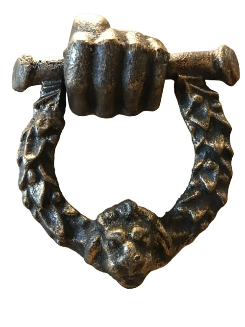 Metal door knocker THE HAND, slate head as knocker.