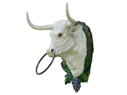 Bull's Head with Ring - Vintage White - Cast iron