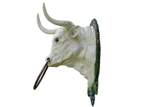 Bull's Head with Ring - Vintage White - Cast iron