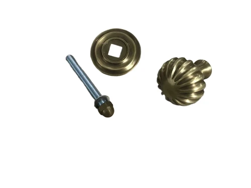 1 door knob smooth with rosette, brass patinated - knob does not rotate