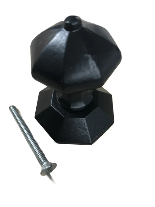 Deurknop met rozet, vaste kruk, ijzer, zwart | H 6,5 X B 6,5 Cm