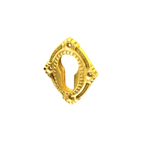 Shiny brass door fittings, set of handle and knob, with rosettes