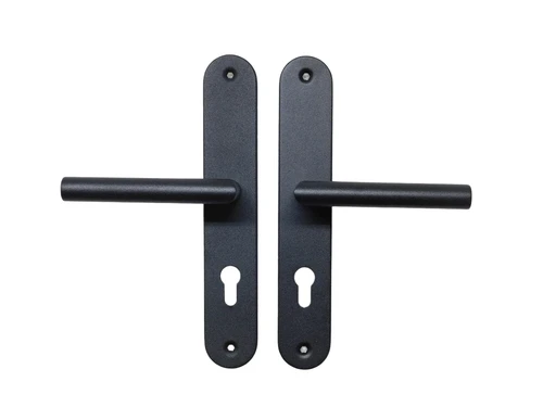 Set Door hardware with Rounded Long Plates - PC 72 - Grainy Black