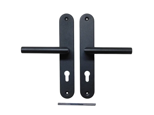 Set Door hardware with Rounded Long Plates - PC 72 - Grainy Black