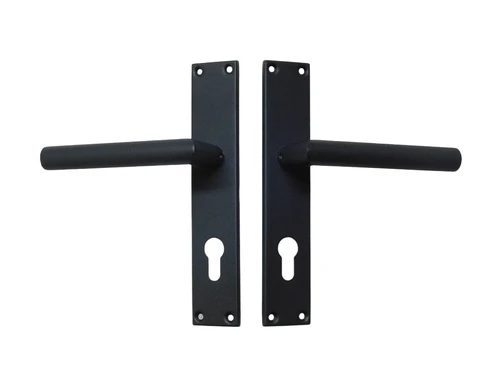 Set Deurbeslag met Lange Platen - PC 72 - Grainy Black