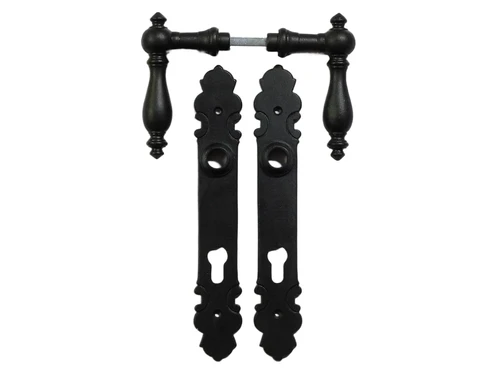Set of Door Handles with Door Plates PC92 - Antique Iron - ORB Finish