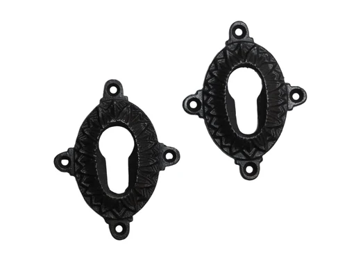 Set of door handles with latch and lock rosettes - PZ - Dark brown - Iron rusted