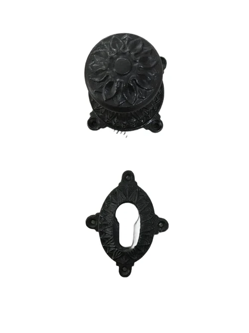 Door knob Ponto with Knob and Key rosette PZ - Antique Iron - Dark brown